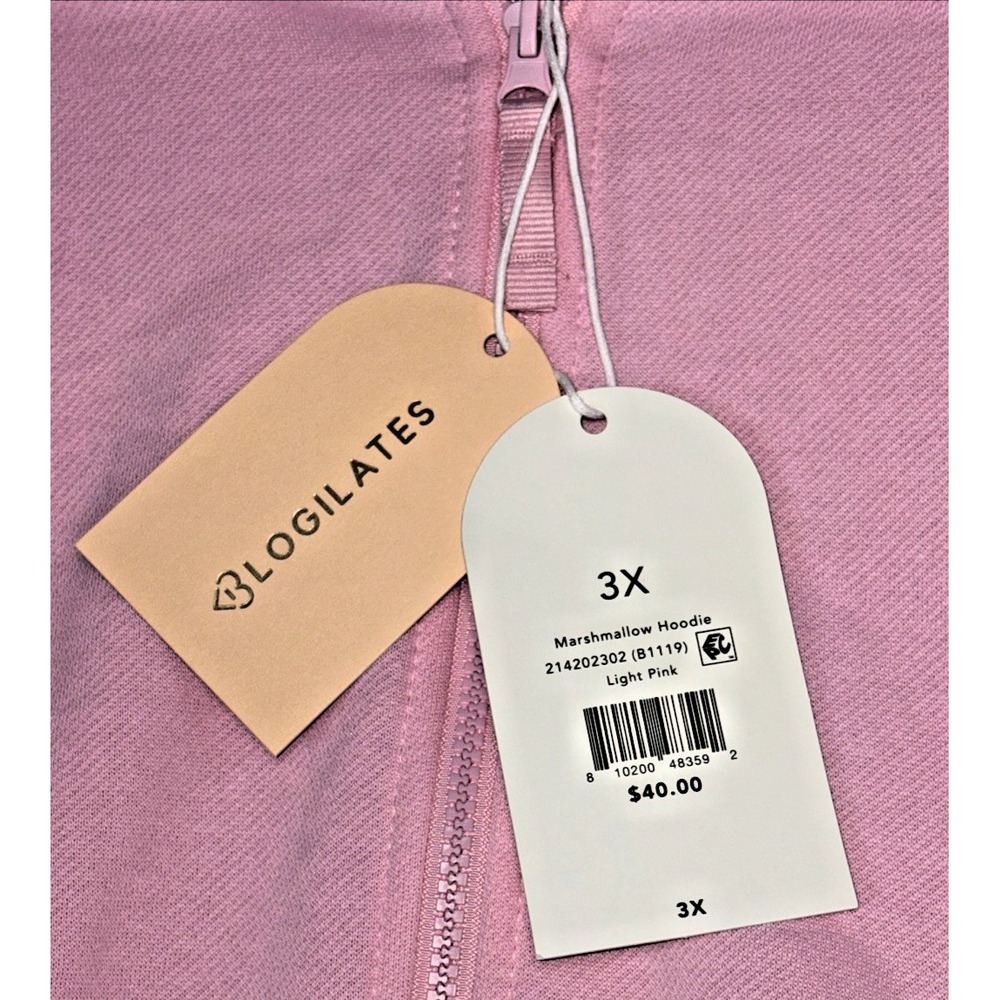 Blogilates Women's Marshmallow Hoodie Oversized Sweatshirt in Pink 3X - Picture 2 of 6